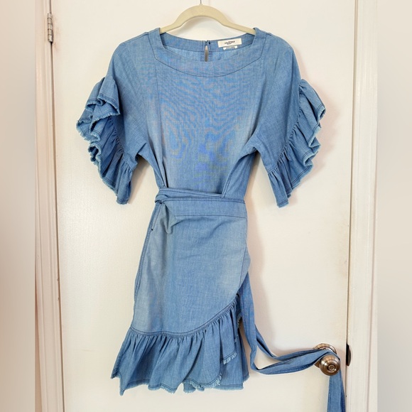 Étoile Isabel Marant Blue ruffled chambray denim dress - Picture 6 of 6